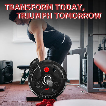 2" Rubber Olympic Grip Weight Plates Set, Including 5FT Standard Barbell with Locks, 85Lbs Weight Plates Set(2X 2.5Lb, 2X 5Lb, 2X 10Lb, 2X 25Lb), Rubber Grip Weight Plate