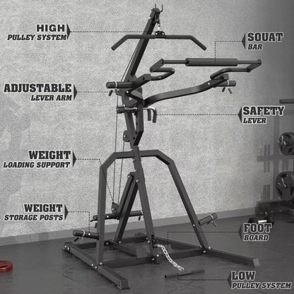 Leverage Gym Power Rack Squat Rack Lever Gym with Low Row Home Gym System Workout Station 2:1 Ratio (Without Weight Plates)