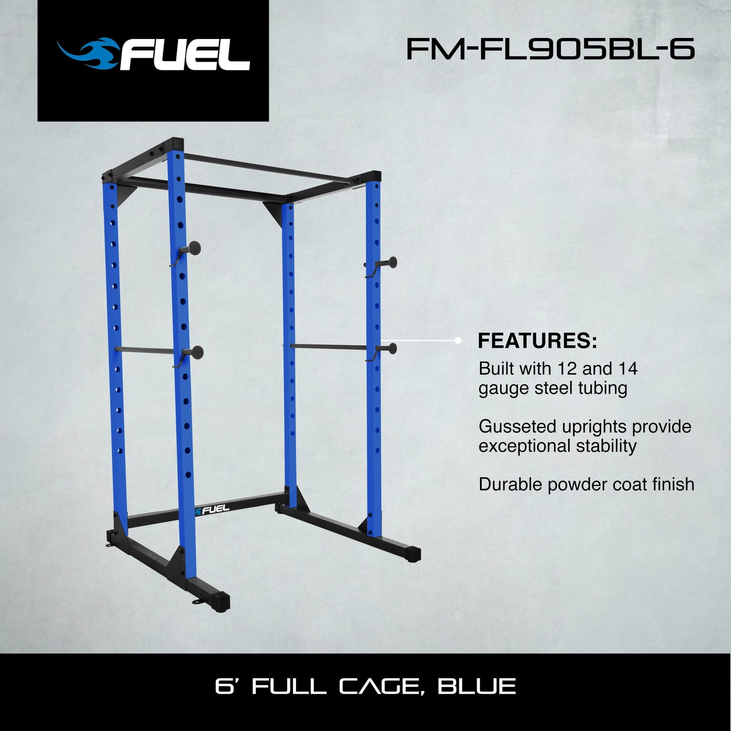 6-Foot Adjustable Full Cage Power Rack, Blue
