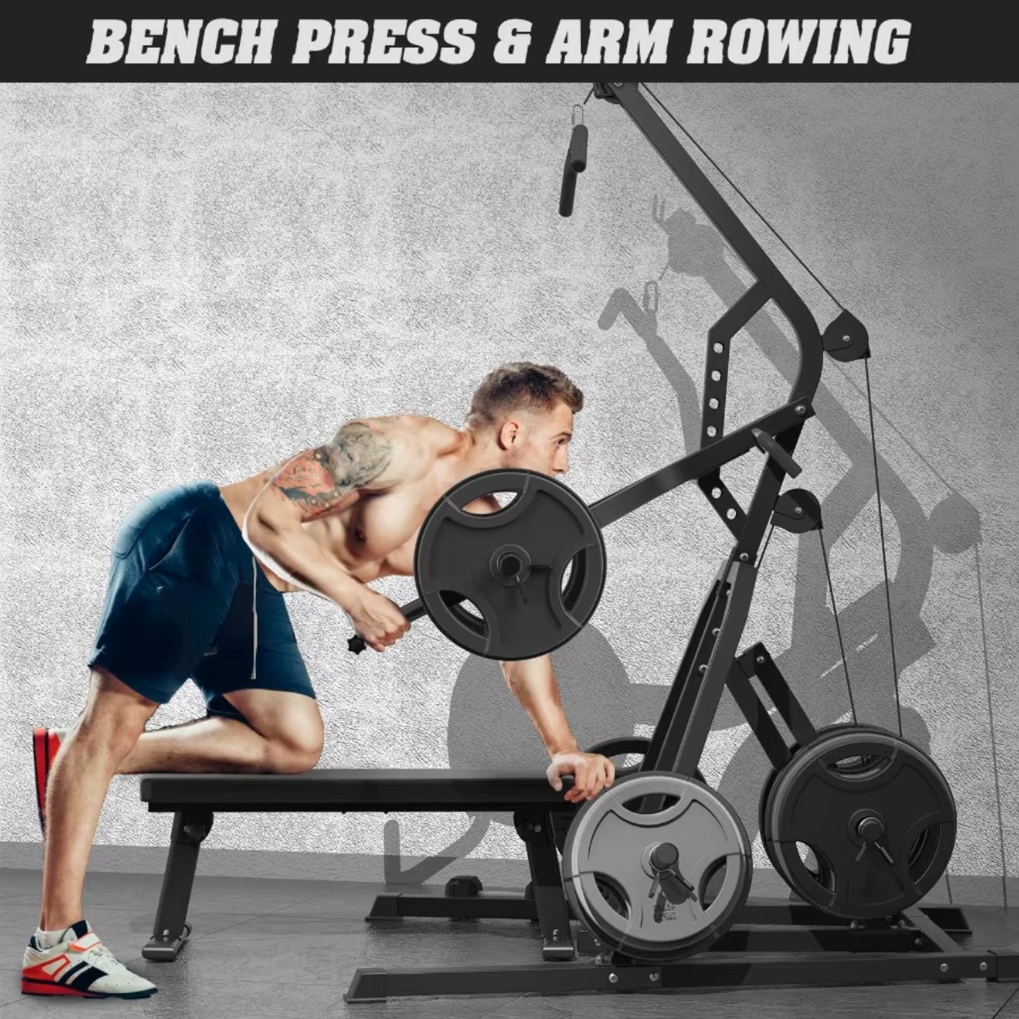 Leverage Gym Power Rack Squat Rack Lever Gym with Low Row Home Gym System Workout Station 2:1 Ratio (Without Weight Plates)