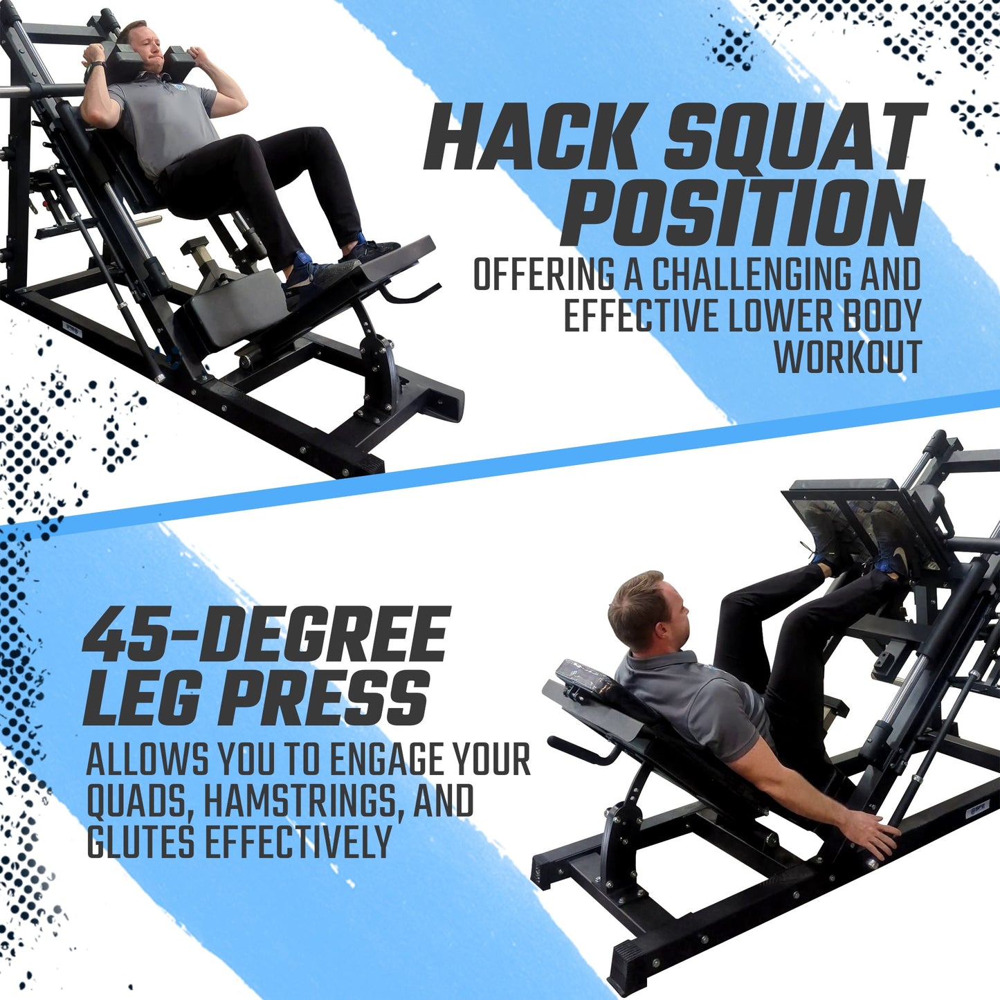 Plate Loaded 45° Leg Press & Hack Squat Machine (New)