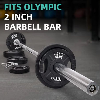 Cast Iron 2Inch Weight Plates Including 6FT Barbell Bar and Safely Locks Barbell Set 85 Lbs Plates + 6 FT Barbell Bar Multipl