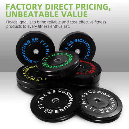 Bumper Plates Set, 2" Weight Plates for Strength Training & Weightlifting, Set with Barbell: 260 Lbs