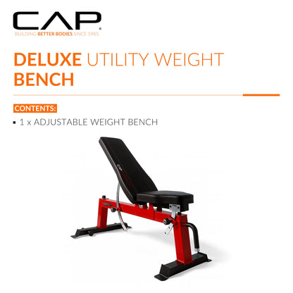 CAP Barbell Deluxe Utility Weight Bench, Red (FM-CS804DX-RD)