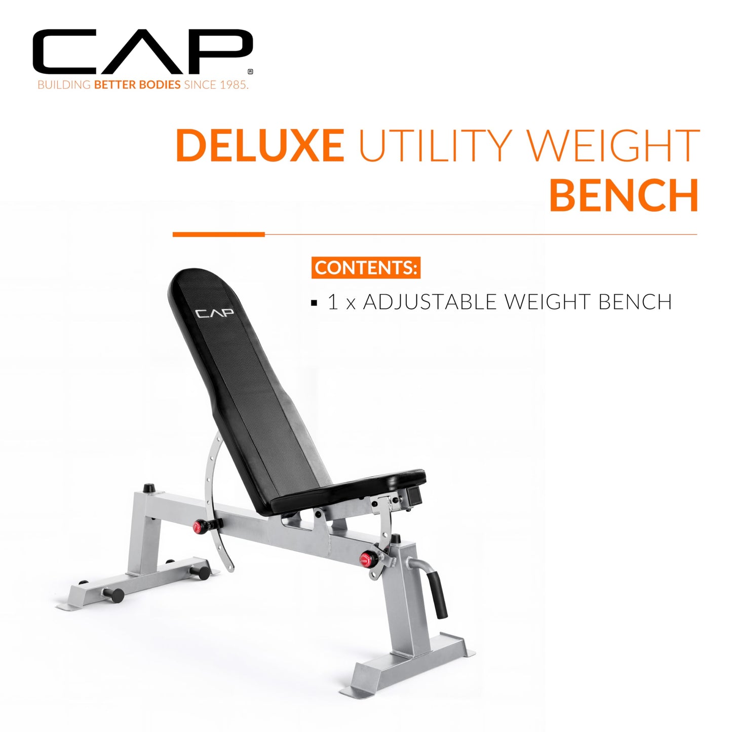 CAP Barbell Deluxe Utility Weight Bench, Red (FM-CS804DX-RD)