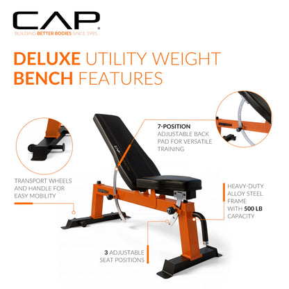 CAP Barbell Deluxe Utility Weight Bench, Red (FM-CS804DX-RD)