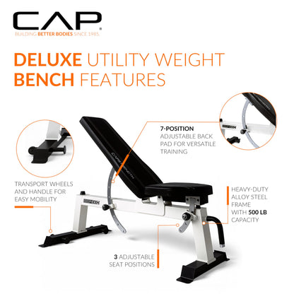 CAP Barbell Deluxe Utility Weight Bench, Red (FM-CS804DX-RD)