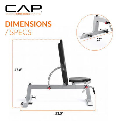 CAP Barbell Deluxe Utility Weight Bench, Red (FM-CS804DX-RD)