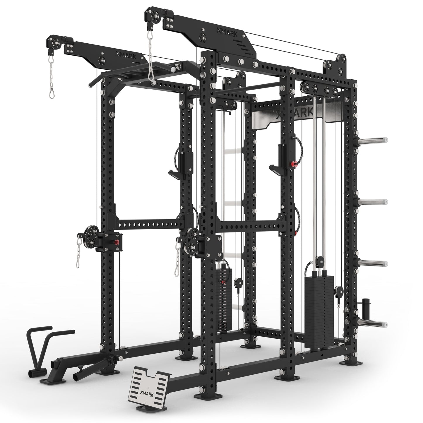 Commercial Power Rack Cable Machine, 440 lbs Total Stack Weight