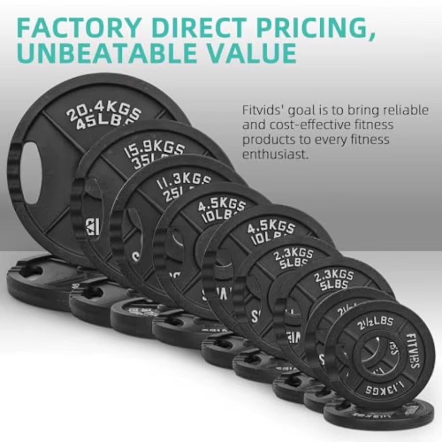 Cast Iron 2Inch Weight Plates Including 6FT Barbell Bar and Safely Locks Barbell Set 85 Lbs Plates + 6 FT Barbell Bar Multipl