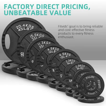 Cast Iron 2Inch Weight Plates Including 6FT Barbell Bar and Safely Locks Barbell Set 85 Lbs Plates + 6 FT Barbell Bar Multipl