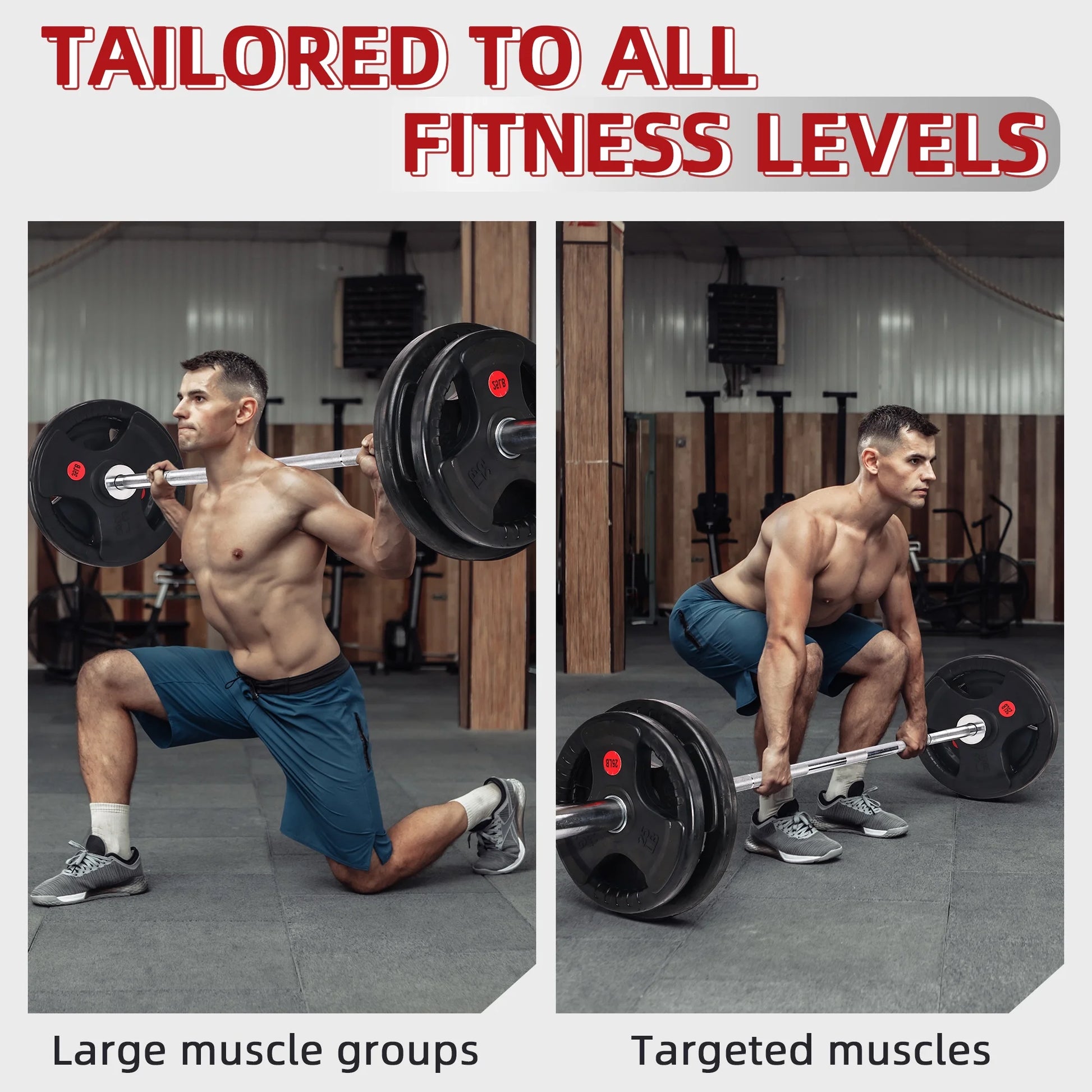 2" Rubber Olympic Grip Weight Plates Set, Including 5FT Standard Barbell with Locks, 85Lbs Weight Plates Set(2X 2.5Lb, 2X 5Lb, 2X 10Lb, 2X 25Lb), Rubber Grip Weight Plate