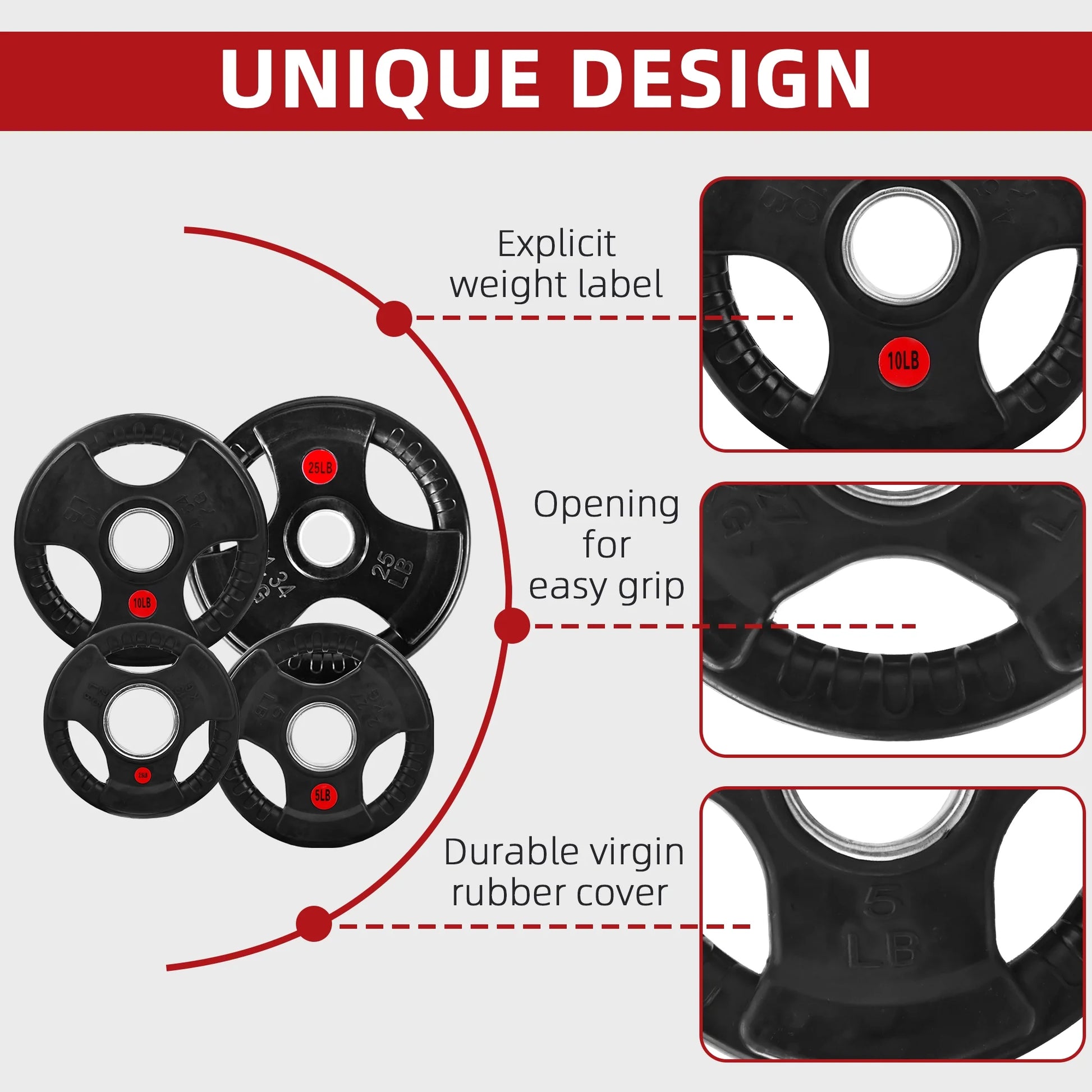 2" Rubber Olympic Grip Weight Plates Set, Including 5FT Standard Barbell with Locks, 85Lbs Weight Plates Set(2X 2.5Lb, 2X 5Lb, 2X 10Lb, 2X 25Lb), Rubber Grip Weight Plate