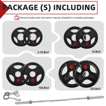 2" Rubber Olympic Grip Weight Plates Set, Including 5FT Standard Barbell with Locks, 85Lbs Weight Plates Set(2X 2.5Lb, 2X 5Lb, 2X 10Lb, 2X 25Lb), Rubber Grip Weight Plate