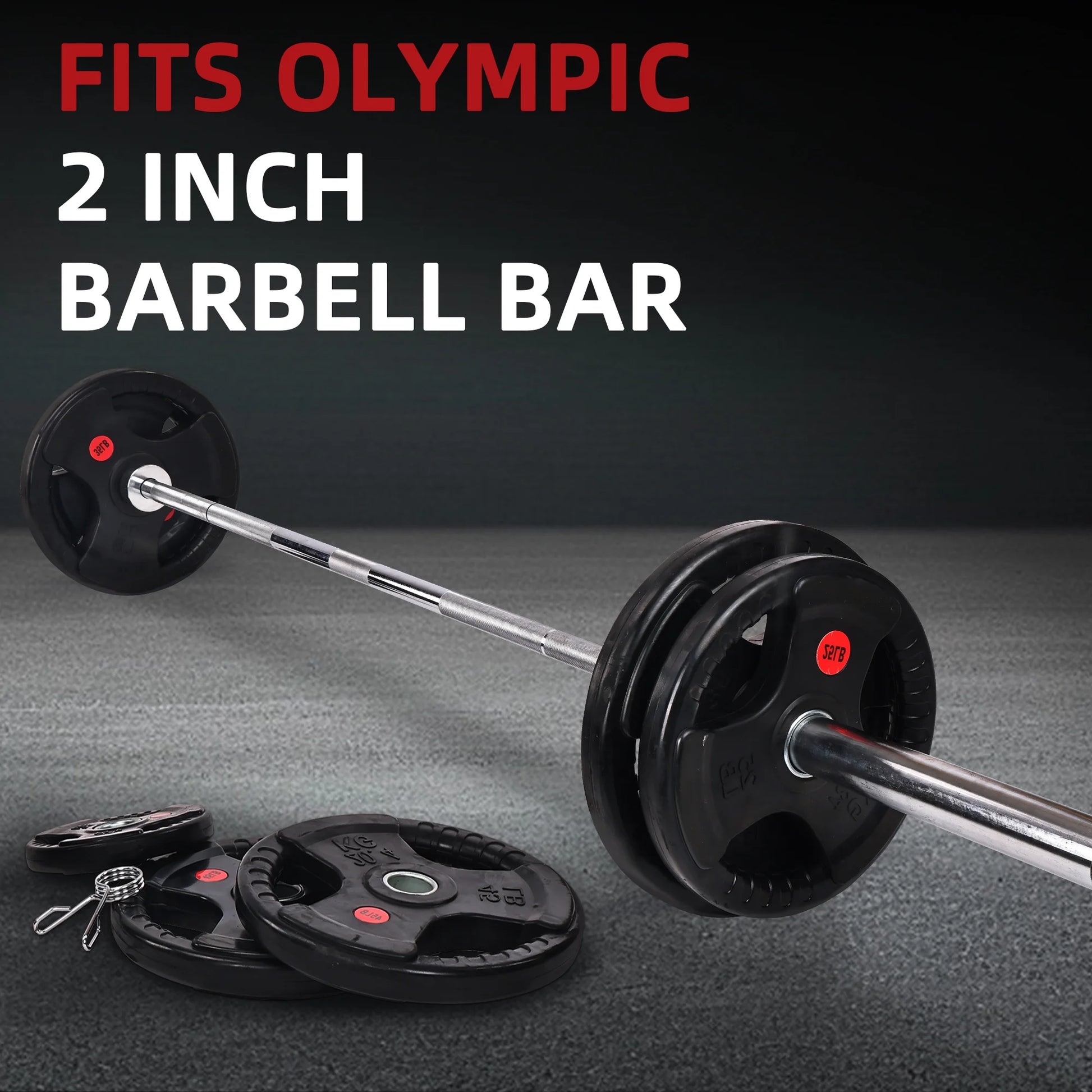 2" Rubber Olympic Grip Weight Plates Set, Including 5FT Standard Barbell with Locks, 85Lbs Weight Plates Set(2X 2.5Lb, 2X 5Lb, 2X 10Lb, 2X 25Lb), Rubber Grip Weight Plate